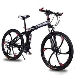 Allround Helmets Bike 26 Inch Folding Mountain Bike, 24 / 27 Speed Adult Men Women MTB Bicycle Double Shock-Absorbing Disc Brake Folding Mountain Bike Male and Female Student Bicycle E, 26in27Speed