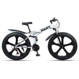  Folding Bike 26 Inch Folding Mountain Bike, 27 Speed Full Suspension High Carbon Steel Foldable Bicycle, with Suspension Fork, 26 Inch Tire Nomal, Dual Disc Brakes, Multiple Color
