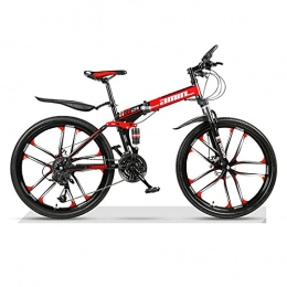 DQWGSS Bike 26-Inch Folding Mountain Bike Bicycle, Double Shock Absorption Speed Racing, One-Wheel Carbon Steel Folding Bike, Suitable for Teenagers And Adults, Red, 30 speed