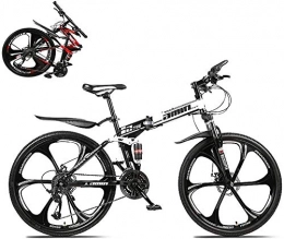 TYUI Folding Bike 26-inch Folding Mountain Bike Full Suspension MTB Folding Outroad Bicycles Folded Within 30-Speed Wheels Outdoor Bicycle-White