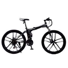 AANAN Folding Bike 26 Inch Folding Mountain Bike High-Carbon Steel Shifting Trail Bike Easy Assembly Suitable for Teens and Adults Capacity 130kg (Color : Black silver, Size : 24 speed)