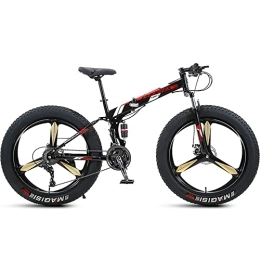 Bananaww Bike 26 Inch Folding Mountain Bike with Full Suspension High Carbon Steel Frame, Mens Fat Tire Mountain Bik with 7 / 21 / 24 / 27 / 30 Speed, Double Disc Brake and 4-Inch Wide Knobby Tires