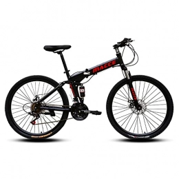 SHUI Folding Bike 26 Inch Folding Mountain Bikes, 21 Speed Carbon Steel Mountain Bicycle for Adults, Outdoor Bikes MTB, Easy Fold and Enjoy the Fun of RidingAdvanced Configuration Black