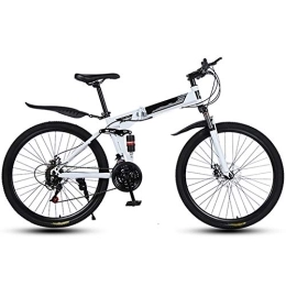 DEAR-JY Folding Bike 26 Inch Folding Mountain Bikes, 30 Cutter Wheels High Carbon Steel Frame Variable Speed Double Shock Absorption, All Terrain Adult Quick Foldable Bicycle, Men Women General Purpose, White, 21 Speed