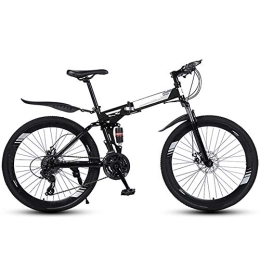 DEAR-JY Bike 26 Inch Folding Mountain Bikes, 40 Cutter Wheels High Carbon Steel Frame Variable Speed Double Shock Absorption, All Terrain Adult Quick Foldable Bicycle, Men Women General Purpose, Black, 21 Speed