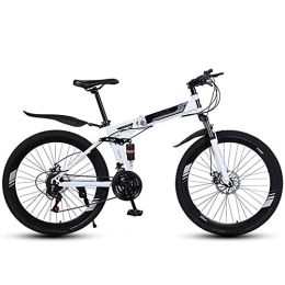 DEAR-JY Bike 26 Inch Folding Mountain Bikes, 40 Cutter Wheels High Carbon Steel Frame Variable Speed Double Shock Absorption, All Terrain Adult Quick Foldable Bicycle, Men Women General Purpose, White, 24 Speed