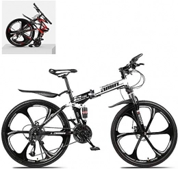 Llpeng Folding Bike 26 Inch Folding Mountain Bikes, High Carbon Steel Frame Double Shock Absorption 21 / 24 / 27 / 30 Speed Variable, All Terrain Quick Foldable Adult Mountain Off-Road Bicycle (Color : A, Size : 21 Speed)