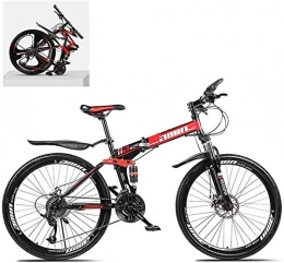 Llpeng Folding Bike 26 Inch Folding Mountain Bikes, High Carbon Steel Frame Double Shock Absorption 21 / 24 / 27 / 30 Speed Variable, All Terrain Quick Foldable Adult Mountain Off-Road Bicycle (Color : B, Size : 24 Speed)