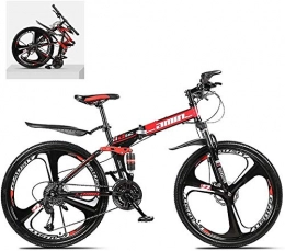 Llpeng Folding Bike 26 Inch Folding Mountain Bikes, High Carbon Steel Frame Double Shock Absorption 21 / 24 / 27 / 30 Speed Variable, All Terrain Quick Foldable Adult Mountain Off-Road Bicycle (Color : C, Size : 30 Speed)
