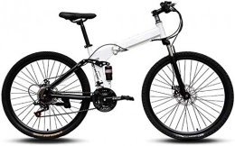 Llpeng Bike 26 Inch Folding Mountain Bikes Men Women General Purpose Variable Speed Double Shock Absorption All Terrain Adult Foldable Bicycle High Carbon Steel Frame (Color : White, Size : 24 Speed)
