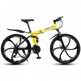 26-Inch Mens Mountain Bike, 21/24/27 Speeds Soft-Tail Mountain Bike, Double Disc Brake Folding Bicycle, Thicken High-Carbon Steel Frame, Shock-Absorbing Road Bike Bicycle, Four Colors Available