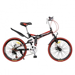 Dapang Folding Bike 26 inch Mountain Bike, 7 speed, Unisex, Front and Rear Mudguard, Double shock absorption before and after, Red