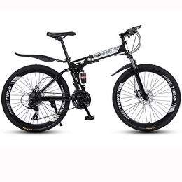 BIU Folding Bike 26-Inch Mountain Bike, Carbon Foldable Steel Shift Soft Tail Bike, Double Disc Brake 40 Cutter Wheel Adult Road Bike, Black, 21 speed