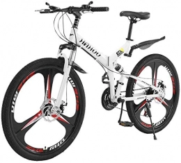 SYCY Folding Bike 26 Inch Mountain Bike Folding Bicycle with High Carbon Steel Frame 21 Speed Dual Disc Brakes Full Suspension Non-Slip