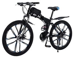 LFNOONE Folding Bike 26 Inch Mountain Bike Folding Bike for Adults 27-Speed Double Disc Brake Full Suspension Non-Slip Lightweight Frame with Bicycle Bag Suitable for Men's and Women's Bikes