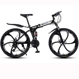 BIU Folding Bike 26-Inch Mountain Bike, Folding Carbon Steel Variable Speed Bike, 6 Cutter Wheel Double Disc Brake Adult Road Bike, Black, 24 speed