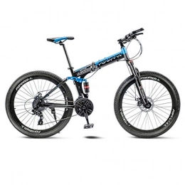 BEIGOO Bike 26 Inch Mountain Bike, Full Suspension Folding Bike, Variable speed Adult Foldable Bicycle MTB, Dual Disc Brakes For Men & Women Bike-30Speed-dark blue