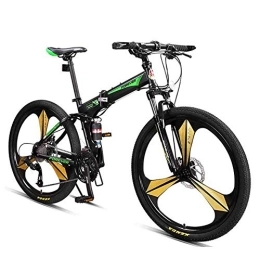DJYD Folding Bike 26 Inch Mountain Bikes, 27 Speed Overdrive Mountain Trail Bike, Foldable High-carbon Steel Frame Hardtail Mountain Bike, Green FDWFN (Color : Green)