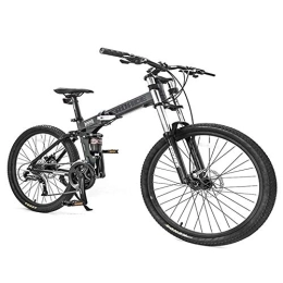 WJSW Folding Bike 26 Inch Mountain Bikes, Adult 27-Speed Dual-Suspension Mountain Bike, Aluminum Frame Bicycle, Men's Womens Adjustable Seat Alpine Bicycle, Green, Foldable