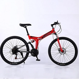 AEF Bike 26 Inch Outdoor Road Bikes Folding Mountain Bike High Carbon Steel ​Foldable Soft Tail Double Shock Absorber Disc Brake Anti-Skid Outdoor Bicycle for Men And Women, Red, 21 speed