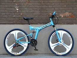 Domrx Folding Bike 26 inche 21 Speed Folding Mountain Bicycle Double disc Brake Bike New foldinge Suitable for Adults-S Sky Blue_24inch_Russian Federation