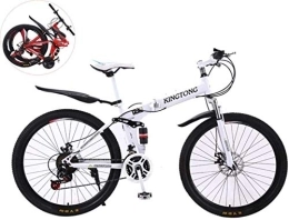 AYDQC Folding Bike 26 Inches Double Shock Absorption Foldable Bicycle, Unisex High-Carbon Steel Variable Speed Mountain Bike 6-11, White, 26in (27 Speed) fengong (Color : White)