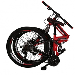 EUROBIKE Bike 26'' Mountain Bike Folding Bicycle for Men and Women Full Suspension 17inch Frame (red)