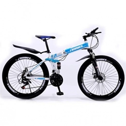 WJSW Folding Bike 260inch Wheel Folding Mountain Bicycle Bike, Sports Leisure Off Road Bike For Adults (Color : Blue, Size : 27 speed)