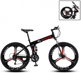 SAFT Folding Bike 26inch Mountain Bike Adult Folding MTB, 27 Speed Bicycle Double Disc Brakes Double Shock Absorption Outdoor Riding (Color : Black, Size : 24inch)