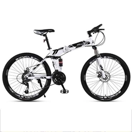Dsrgwe Folding Bike 26inch Mountain Bike, Folding Hard-tail Mountain Bicycles, Carbon Steel Frame, Dual Suspension and Dual Disc Brake (Color : Black, Size : 27-speed)