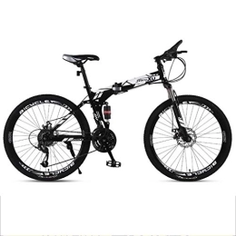 Dsrgwe Folding Bike 26inch Mountain Bike, Folding Hard-tail Mountain Bicycles, Carbon Steel Frame, Dual Suspension and Dual Disc Brake (Color : White, Size : 21-speed)