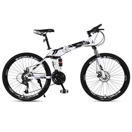 Dsrgwe Bike 26inch Mountain Bikes, Foldable Hardtail Mountain Bicycles, Carbon Steel Frame, Dual Disc Brake and Dual Suspension (Color : White, Size : 27 Speed)