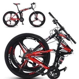 Generic Bike 26inch Mountain Bikes Folding Bicycle, Stone Mountain 3 Spoke 24 / 27-Speed Adult Folding Bike Lightweight, Gloss Red (Color : Red, Size : 24 speed)