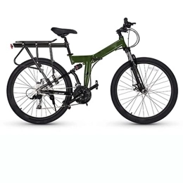  Bike 27.5 Inch Foldable Mountain Bike 27 Speed Double Shock Absorption Bicycle Mechanical Disc Brakes with Shelves (Yellow a) (Green a)