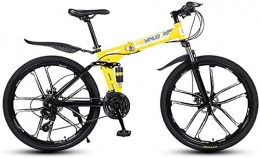 TYUI Folding Bike 27-Speed 26in Folding Outroad Bicycles Foldable Adult Mountain Bikes Folded Within Folding Bike for Men and Women Outdoor MTB Bicycle-yellow