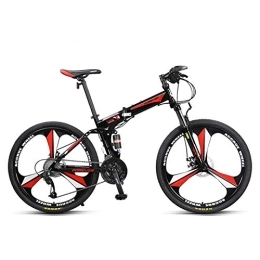 LLF Folding Bike 27 Speed Folding Mountain Bicycle Bike 26-Inch Bicycles Dual Disc Brakes, Portable Light Foldable Shock Absorber Mountain Bike (Color : Red)