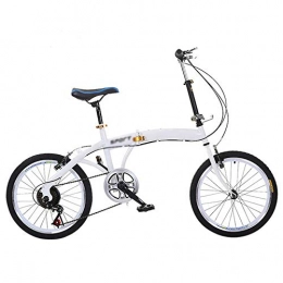 B-yun Folding Bike 6 Speed Folding Bike 20 Inch Small Portable Bicycle Women'S Light Work City Bicycle Variable Speed Student Male Bicycle White