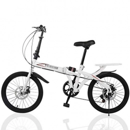 CXSMKP Bike 7 Speed 20" Folding Bike, Mountain Bike Foldable Bikes with High Carbon Steel Frame, Front Suspension, Outdoor Double Disc Brake Anti-Slip Bicycles