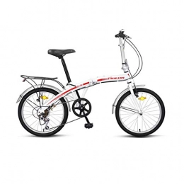 8haowenju Folding Bike 8haowenju Folding Bicycle, 7-speed 20-inch, Adult Men And Women Style, Ultra-light Portable Lightweight Bicycle (Color : White red, Edition : 7 files)