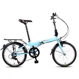 8haowenju Folding Bike 8haowenju Folding Bike, 20 Inch Men And Women Ultra Light Portable Adult Bicycle, Student Shift Bicycle (Color : Light blue, Edition : 7 speed)