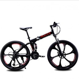 A&ZMYOU Folding Bike A&ZMYOU 24 inch / 26 inch folding bicycle mountain bike speed double damping gear bicycle 24 speed / 27 speed (Color : BLack, Size : B-24 speed-26 inches)