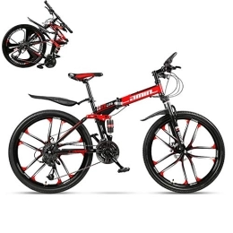 AAGAZA Foldable Mountain Bike 24/26 Inches, Lightweight Bicycle with 10 Cutter Wheel Alloy Frame Disc Brake/111