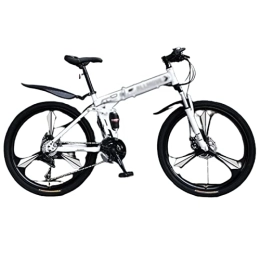 AANAN  AANAN Folding mountain bike adult folding bike double disc brakes quick installation double shock effect and ergonomic cushion (Color : White, Size : 27.5inch)