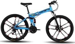 ADAPEY Bike ADAPEY Mountain Bike Mountain Bike Folding Bike Foldable Bicycle MTB Adult Mountain Bike Folding Road Bicycles For Men And Women 26In Wheels Speed Double Disc Brake (Color : Blue, Size : 24 speed)