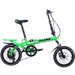 Domrx Folding Bike Adult 14 / 16 Inch Folding 6-Stage Variable Speed Shock Absorption Dual Disc Brake Bicycle-Green_14