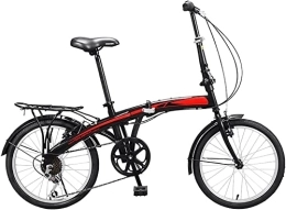  Bike Adult 20 Inch Folding Bike Frame Bicycle 7 Gear Speed Light Folding City Bike, Quick Folding System Black