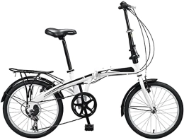  Bike Adult 20 Inch Folding Bike Frame Bicycle 7 Gear Speed Light Folding City Bike, Quick Folding System White