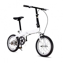 Grimk Bike Adult Folding Bicycle Lightweight Unisex Men City Bike 15-inch Wheels Aluminium Frame Ladies Shopper Bike With Adjustable Handlebar & Seat, single-speed, v Type Brakes, White