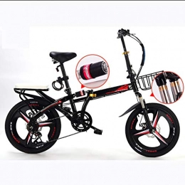Grimk Folding Bike Adult Folding Bicycle Lightweight Unisex Men City Bike 19-inch Wheels Aluminium Frame Ladies Shopper Bike With Adjustable Handlebar & Seat, 6 speed, Disc brake, Black