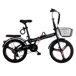 Generic Folding Bike Adult Folding Bike, Foldable Bicycle with 6 Speed Gears High Carbon Steel City Folding Bike with Mudguard Rear Carrier Portable Bikes (A 20in)